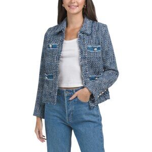 NANETTE LEPORE Denim Boucle Blazer With Collar